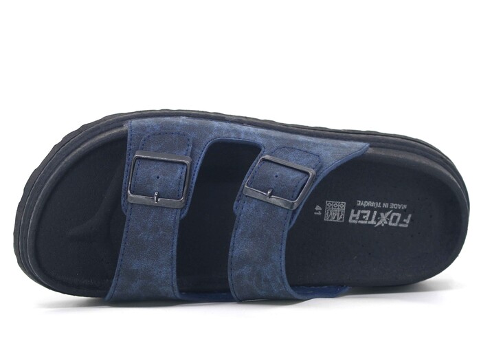 Foxter Merdane 5015 Çift Toka Köpük Taban Monta Günlük Terlik Lacivert - Foxter (1)