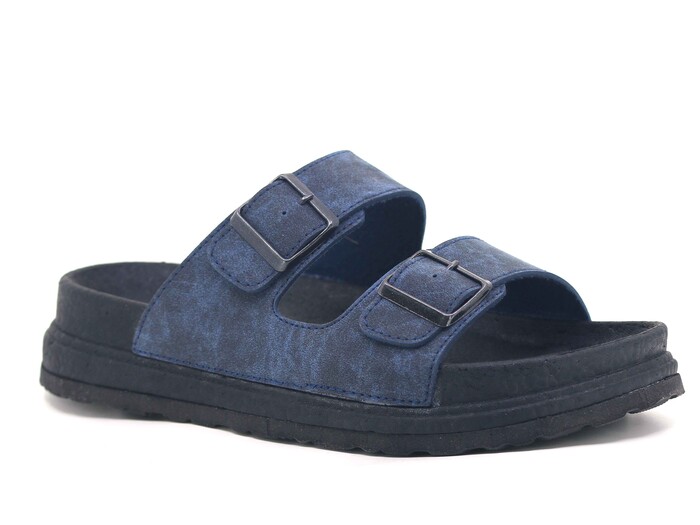 Foxter Merdane 5015 Çift Toka Köpük Taban Monta Günlük Terlik Lacivert - Foxter