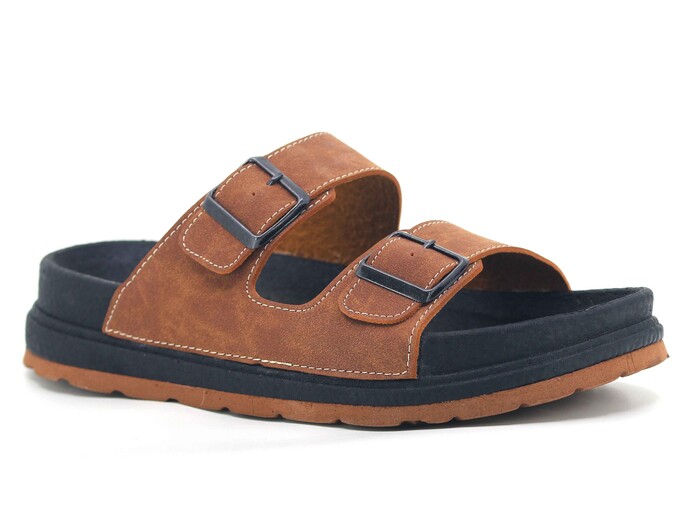 Foxter Merdane 5015 Çift Toka Köpük Taban Monta Günlük Terlik Taba - Foxter