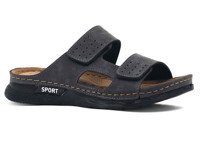 Foxter Merdane M-2006 Çift Cırtlı Delikli Kutulu Monta Sport Günlük Terlik Gri - Thumbnail