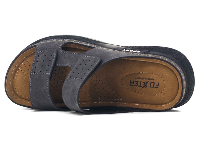 Foxter Merdane M-2006 Çift Cırtlı Delikli Kutulu Monta Sport Günlük Terlik Gri - Foxter (1)