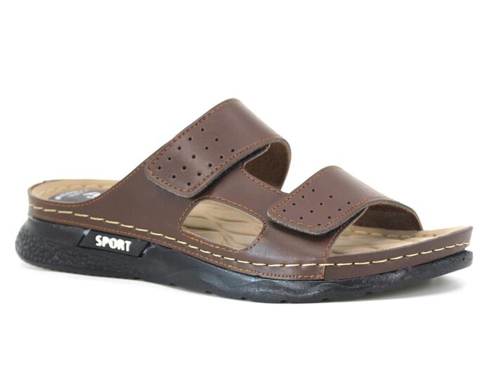 Foxter Merdane M-2006 Çift Cırtlı Delikli Kutulu Monta Sport Günlük Terlik Kahve 