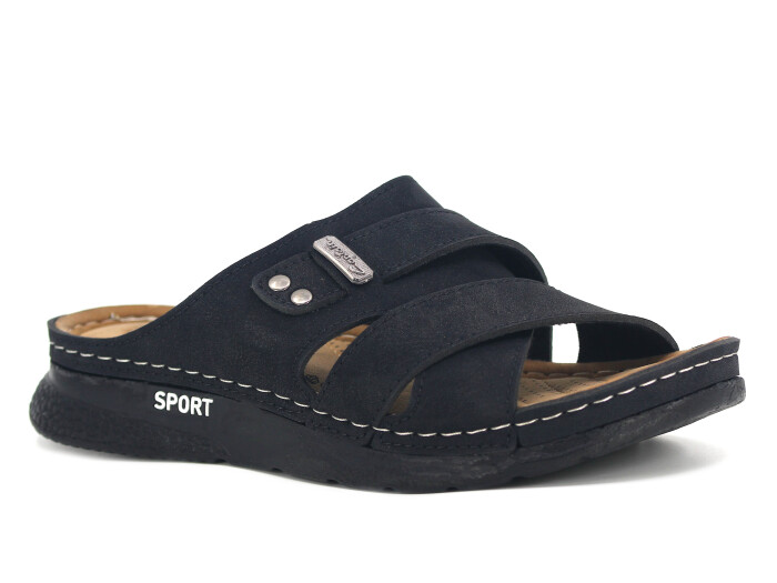 Foxter Merdane M-2017 Kutulu Monta Sport Günlük Terlik Siyah Süet - Foxter