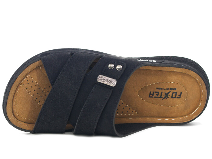 Foxter Merdane M-2017 Kutulu Monta Sport Günlük Terlik Siyah Süet - Foxter (1)