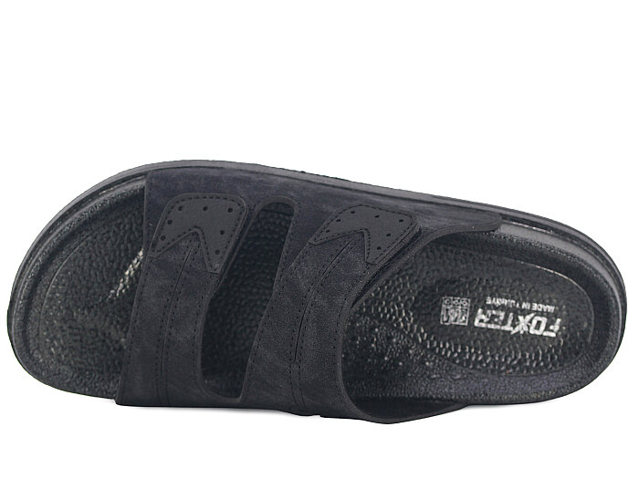 Foxter Merdane M-26005 Cırtlı Çift Bantlı Kutulu Günlük Terlik Siyah - Foxter (1)