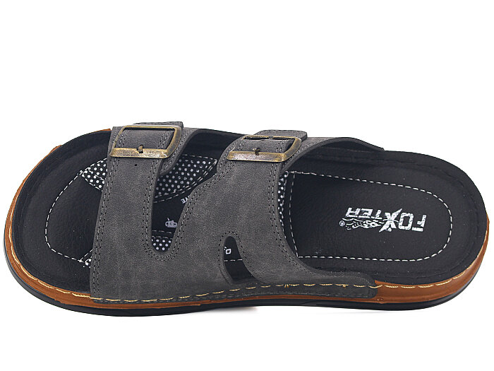 Foxter Merdane M-26201 Çift Toka Kutulu Günlük Terlik Gri - Foxter (1)