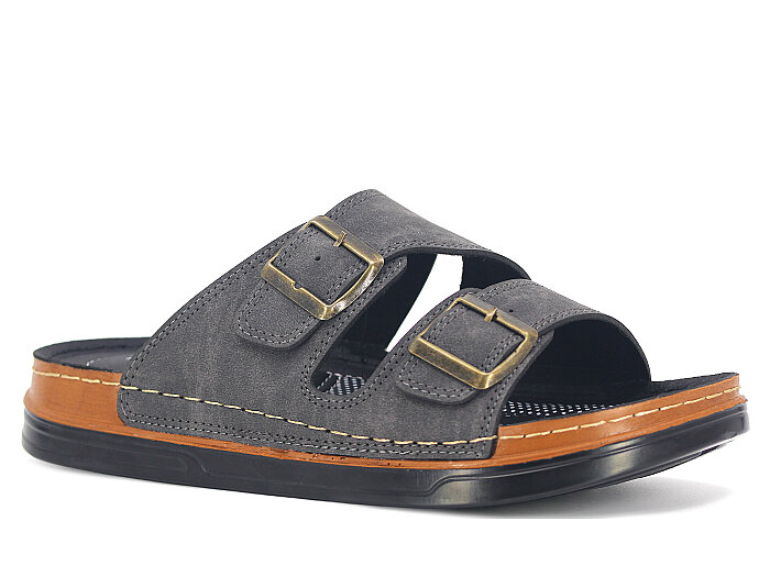 Foxter Merdane M-26201 Çift Toka Kutulu Günlük Terlik Gri - 1