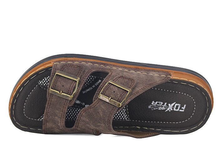 Foxter Merdane M-26201 Çift Toka Kutulu Günlük Terlik Kahve - 2