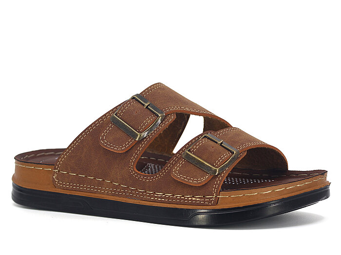 Foxter Merdane M-26201 Çift Toka Kutulu Günlük Terlik Taba - 1