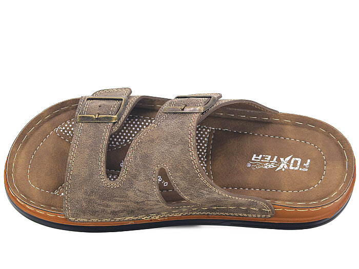 Foxter Merdane M-26201 Çift Toka Kutulu Günlük Terlik Vizon - Foxter (1)