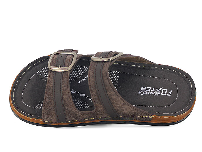 Foxter Merdane M-26204 Çift Toka Kutulu Günlük Terlik Kahve - 2