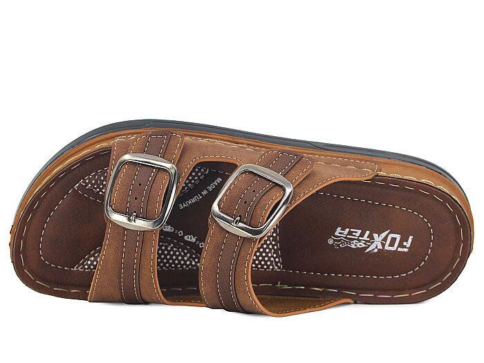 Foxter Merdane M-26204 Çift Toka Kutulu Günlük Terlik Taba - 2
