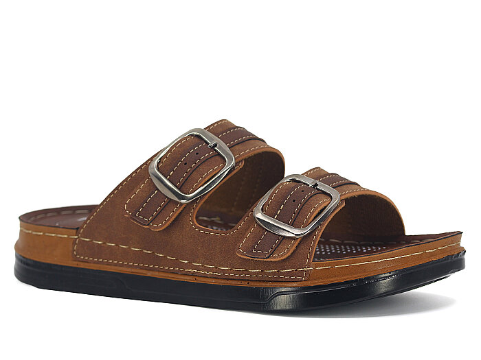 Foxter Merdane M-26204 Çift Toka Kutulu Günlük Terlik Taba - Foxter