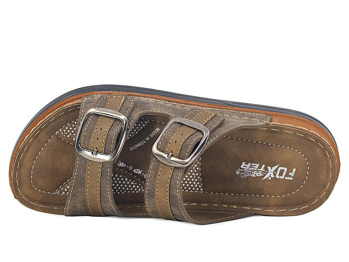 Foxter Merdane M-26204 Çift Toka Kutulu Günlük Terlik Vizon - 2