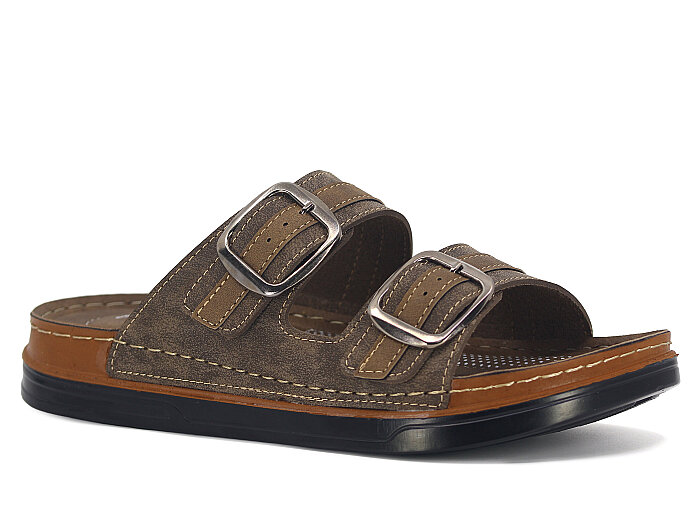 Foxter Merdane M-26204 Çift Toka Kutulu Günlük Terlik Vizon - Foxter