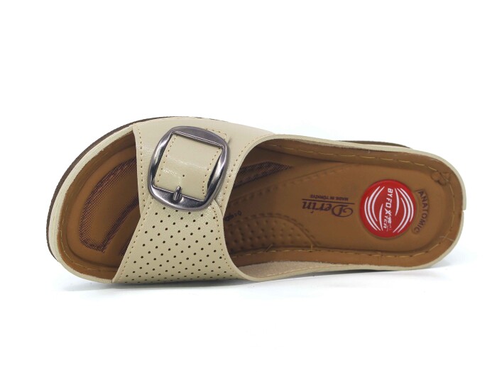 Foxter Zenne 600-(04) Tek Toka Monta Derin Kutulu Günlük Terlik Bej - Foxter (1)