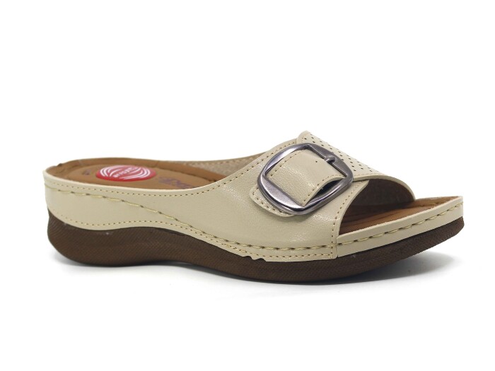 Foxter Zenne 600-(04) Tek Toka Monta Derin Kutulu Günlük Terlik Bej - Foxter