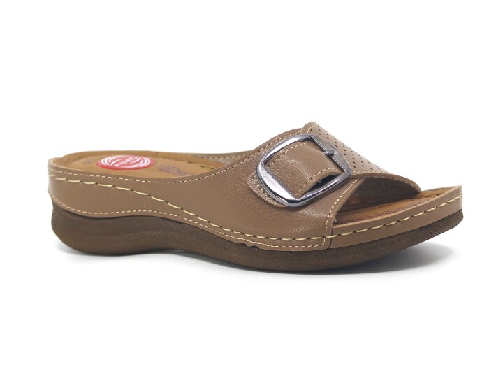 Foxter Zenne 600-(04) Tek Toka Monta Derin Kutulu Günlük Terlik Vizon - Foxter