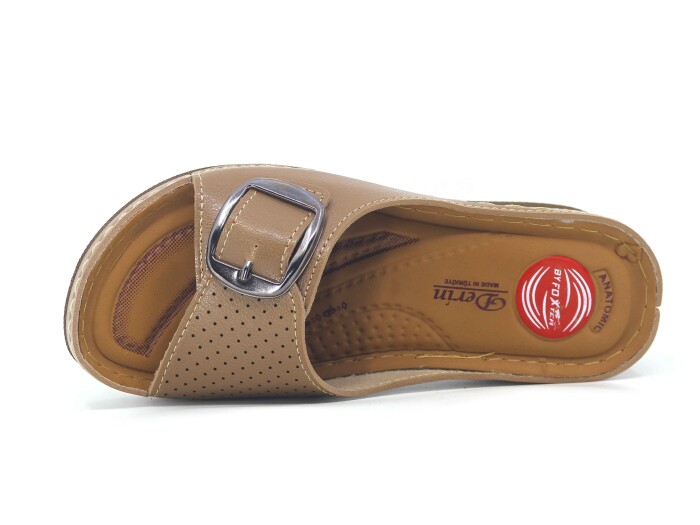 Foxter Zenne 600-(04) Tek Toka Monta Derin Kutulu Günlük Terlik Vizon - Foxter (1)