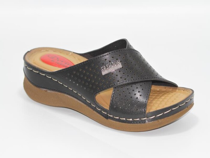 Foxter Zenne 602 Monta Kutulu Çapraz Günlük Terlik Siyah - Foxter