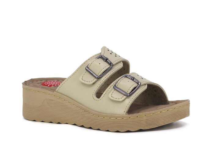 Foxter Zenne 900-1100 Derin Enjeksiyon Dikişli Kutulu Günlük Terlik Bej - Foxter