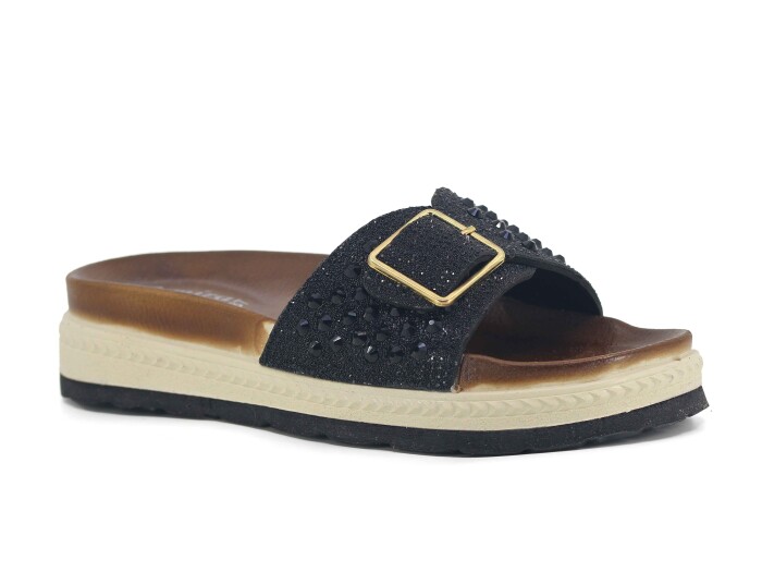 Foxter Zenne 9008 Taşlı Kutulu Günlük Terlik Siyah - Foxter