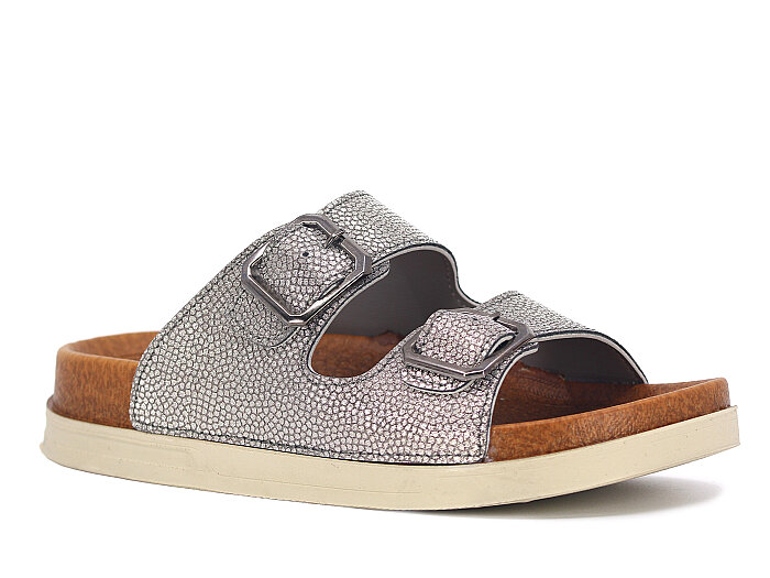 Foxter Zenne Z-24005 Çift Toka Simli Kutulu Günlük Terlik Füme - 1