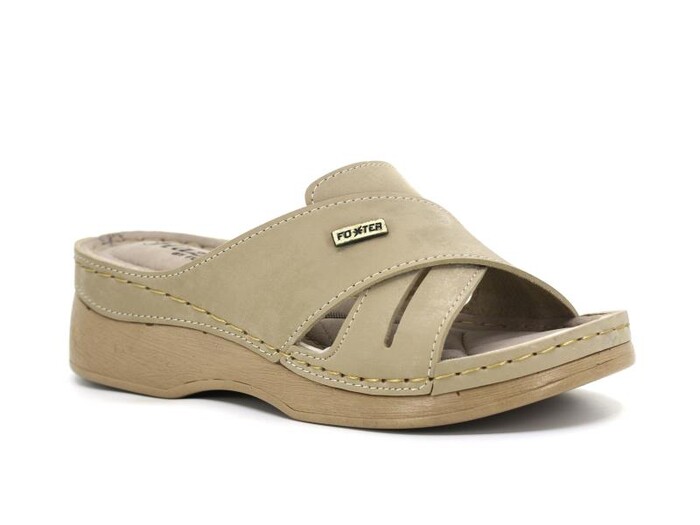 Foxter Zenne Z-4003 Hazal Çapraz Monta Kutulu Günlük Terlik Bej - 1