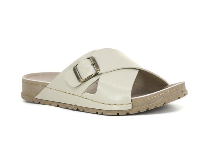 Foxter Zenne Z-4100 Eylül Çapraz Tokalı Monta Kutulu Günlük Terlik Bej - 1