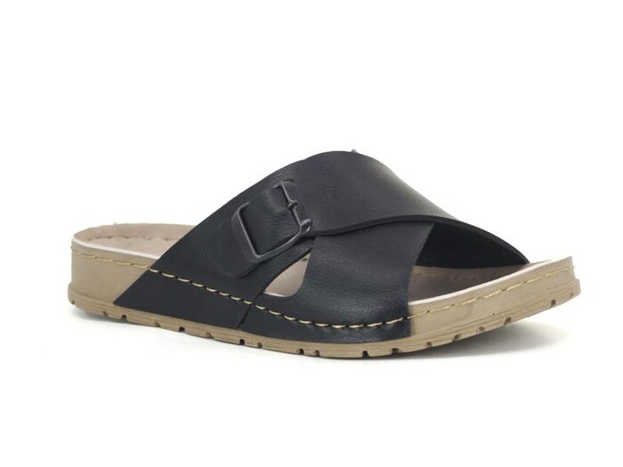 Foxter Zenne Z-4100 Eylül Çapraz Tokalı Monta Kutulu Günlük Terlik Siyah - Foxter