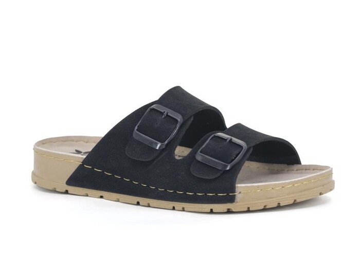 Foxter Zenne Z-4102 Eylül Çift Toka Monta Kutulu Günlük Terlik Siyah - Foxter