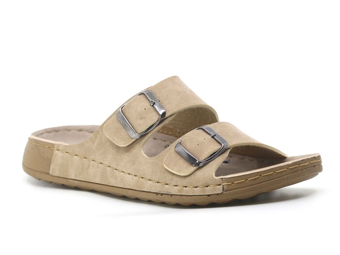 Foxter Zenne Z-470 Çift Toka Monta Kutulu Günlük Terlik Bej - Foxter