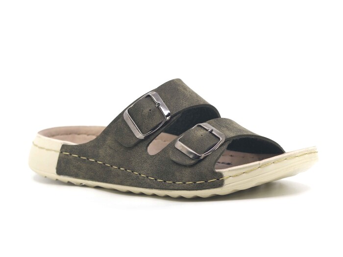 Foxter Zenne Z-470 Çift Toka Monta Kutulu Günlük Terlik Haki - 1