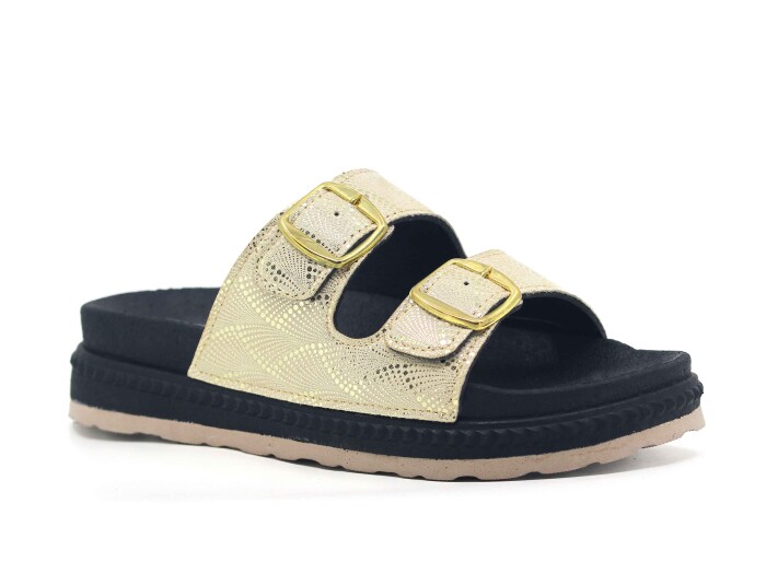 Foxter Zenne Z-9020 Çift Toka Köpük Taban Kutulu Günlük Terlik Bej - 1