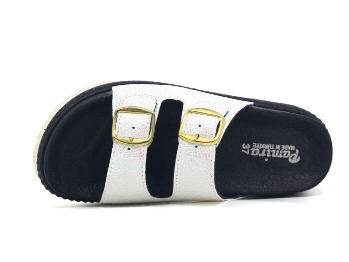 Foxter Zenne Z-9020 Çift Toka Köpük Taban Kutulu Günlük Terlik Beyaz - 2