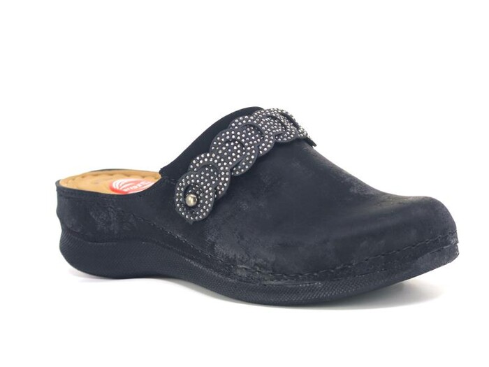 Foxter Zenne ZS-631 Kutulu Taşlı Burnu Kapalı Terlik Siyah Galaksi - 1