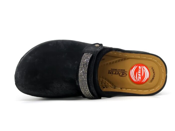 Foxter Zenne ZS-644 Kutulu Taşlı Burnu Kapalı Terlik Siyah Galaksi - Foxter (1)