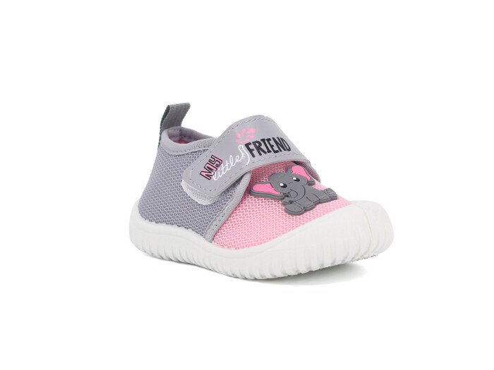 Gezer Bebe 03448.00 PVC Kız Keten Ayakkabı Pembe - Gri - 1