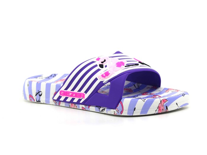 Gezer Filet 16361.00 Düz Yüz Figürlü Kız Günlük Terlik Eflatun - Lila - Beyaz - Gezer