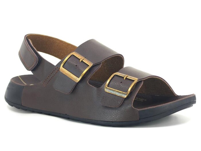 Gezer Merdane 00206.00 Çift Toka Kayroka Monta Sandalet Kahve - 1