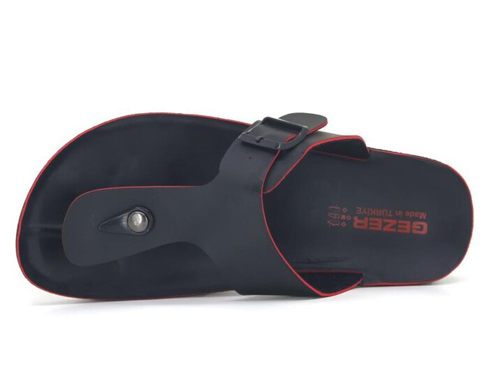 Gezer Merdane 07574.22 Parmak Arası Terlik Siyah - Kırmızı - 2