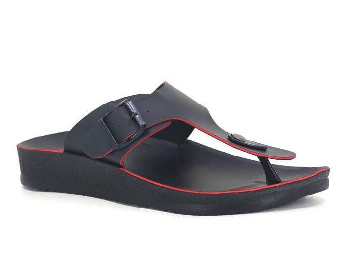 Gezer Merdane 07574.22 Parmak Arası Terlik Siyah - Kırmızı - Gezer