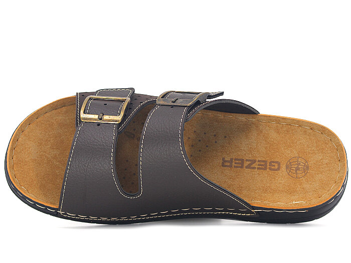 Gezer Merdane 09344 Çift Toka Monta Günlük Terlik Kahve - Gezer (1)