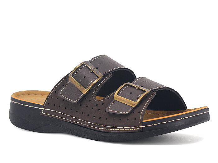 Gezer Merdane 09344 Çift Toka Monta Günlük Terlik Kahve - Gezer