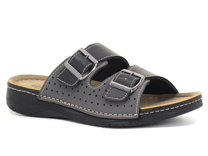 Gezer Merdane 09344 Çift Toka Monta Günlük Terlik Siyah - 1