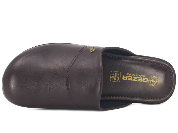 Gezer Merdane 11115.00 Koleksiyon Deri Ev Terliği Kahve - Gezer (1)