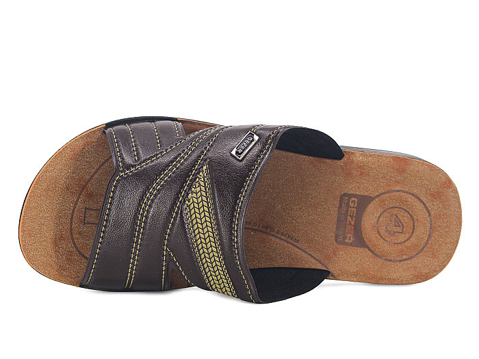 Gezer Merdane 12059.02 Noktalı Cilt Günlük Terlik Parlak Kahve - Gezer (1)