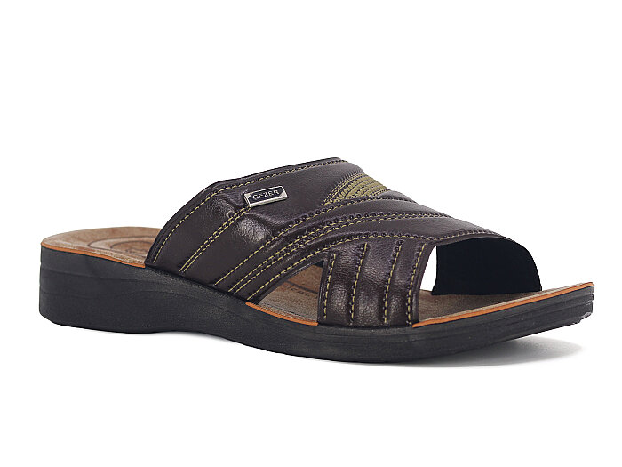 Gezer Merdane 12059.02 Noktalı Cilt Günlük Terlik Parlak Kahve - 1