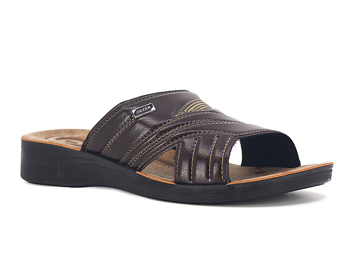 Gezer Merdane 12059.03 Noktalı Cilt Günlük Terlik Kahve - Gezer