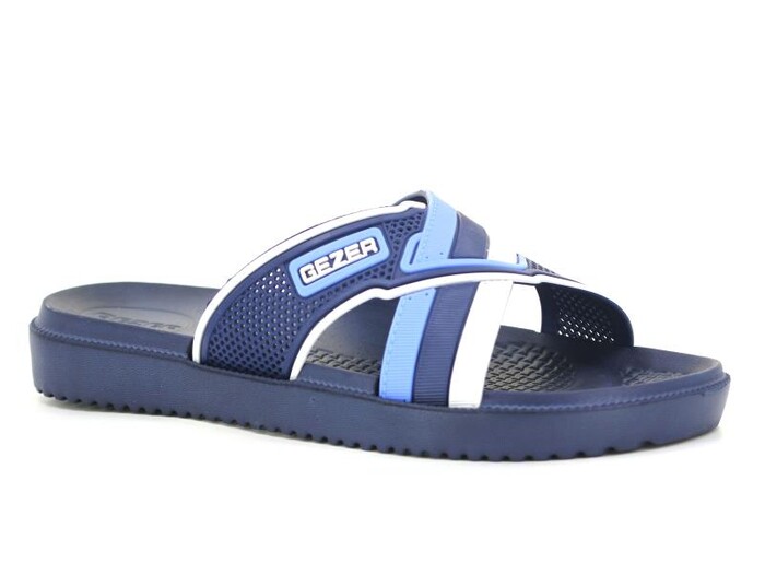 Gezer Merdane 12474.00 Çapraz Koleksiyon Lux Eva Terlik Lacivert - Beyaz - Mavi - Gezer
